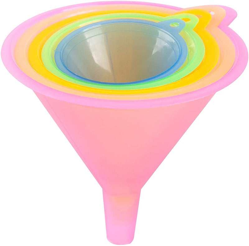 iSnuff Kitchen Funnel Set with 5 Sizes, Small to Large Plastic Cooking Funnel with Narrow Spout for Filling Bottles, Jars, Bowls, Spices, Powder Funnels, Essential Oils - Image 5